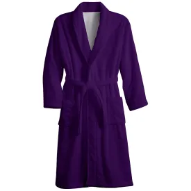 Mens Belt Dark Purple Solid Color Fleece Lounge Robe