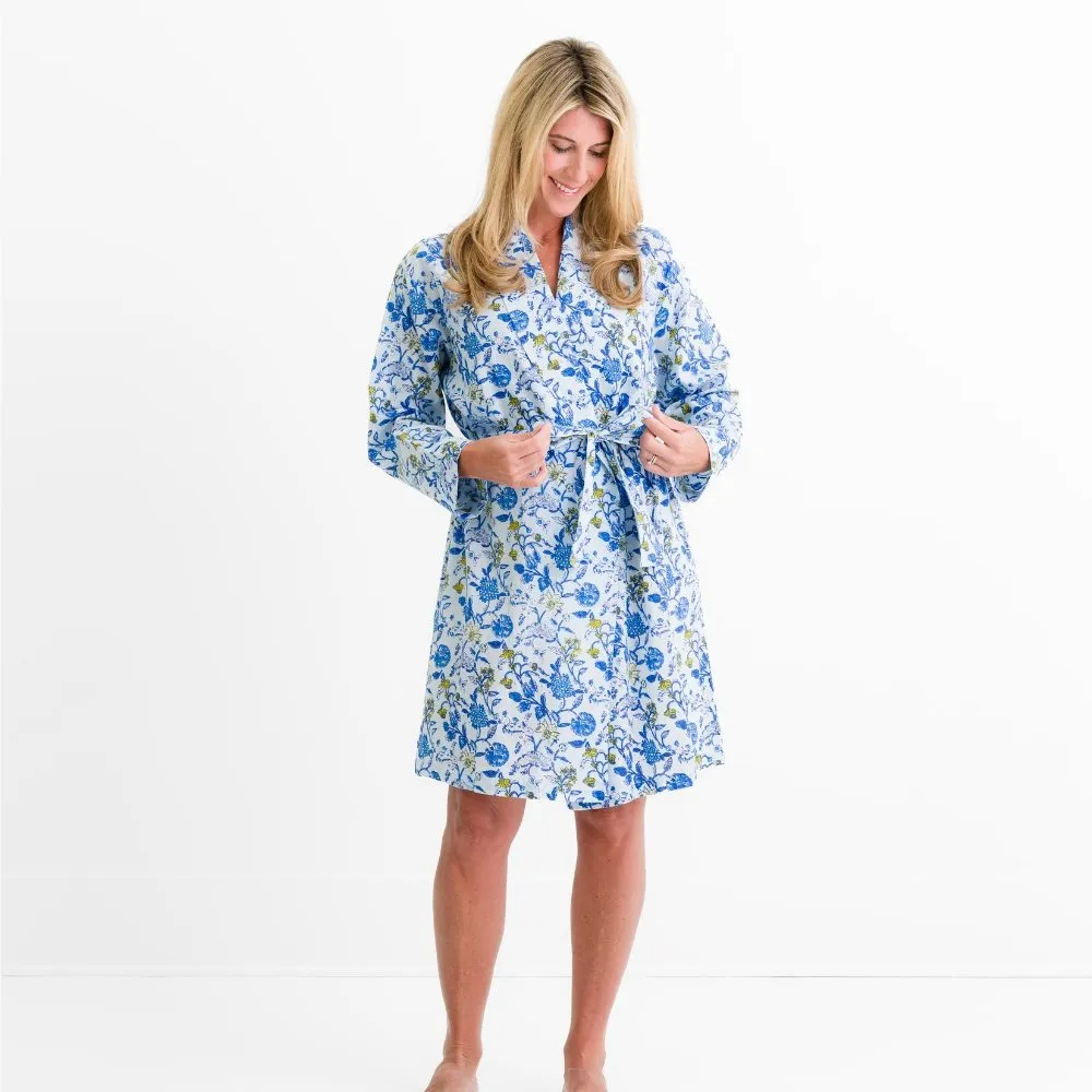 Mila Floral Blue Belted Robe