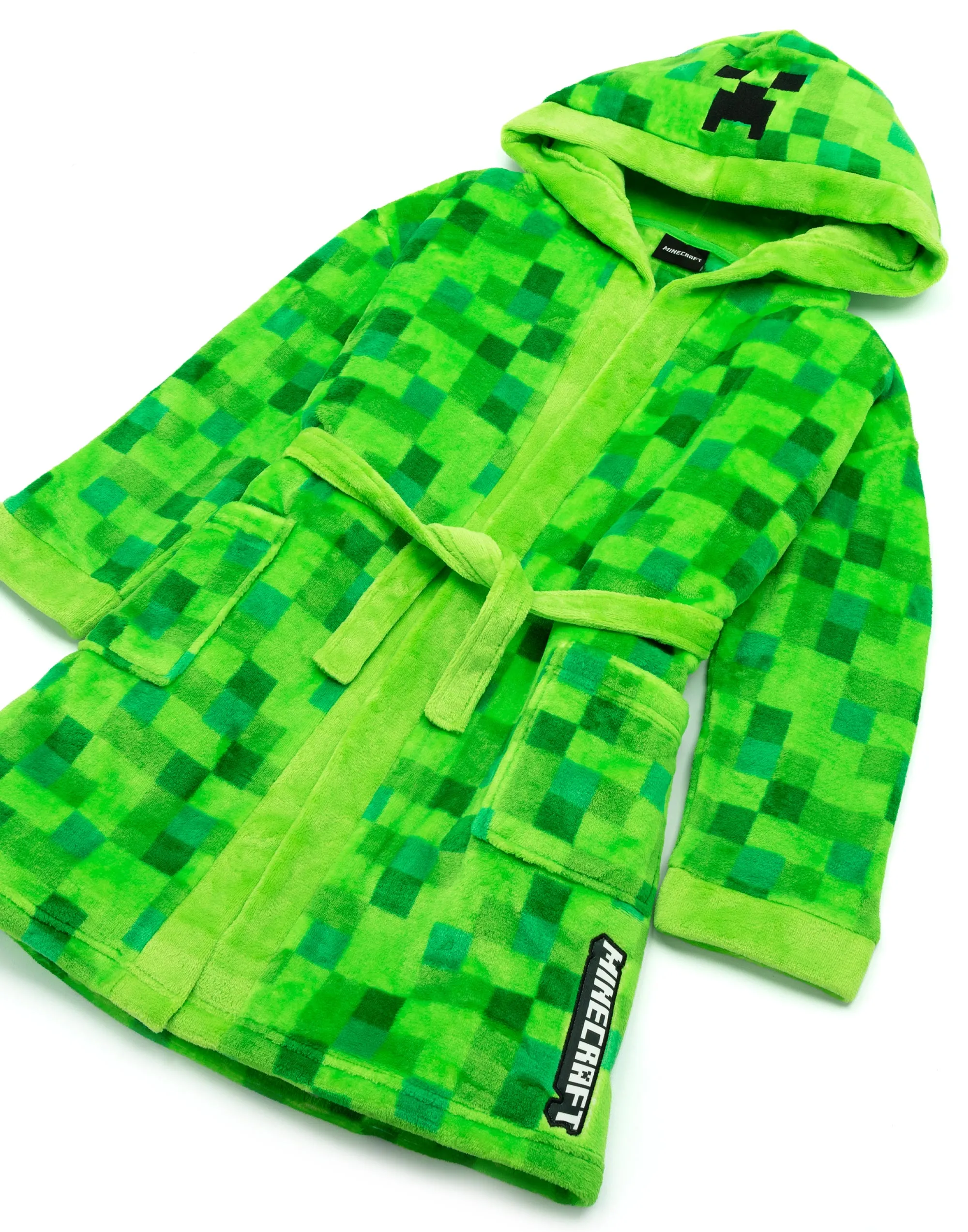 Minecraft Dressing Gown - Pixelated Creeper Gamer Gift - Boys Bathrobe