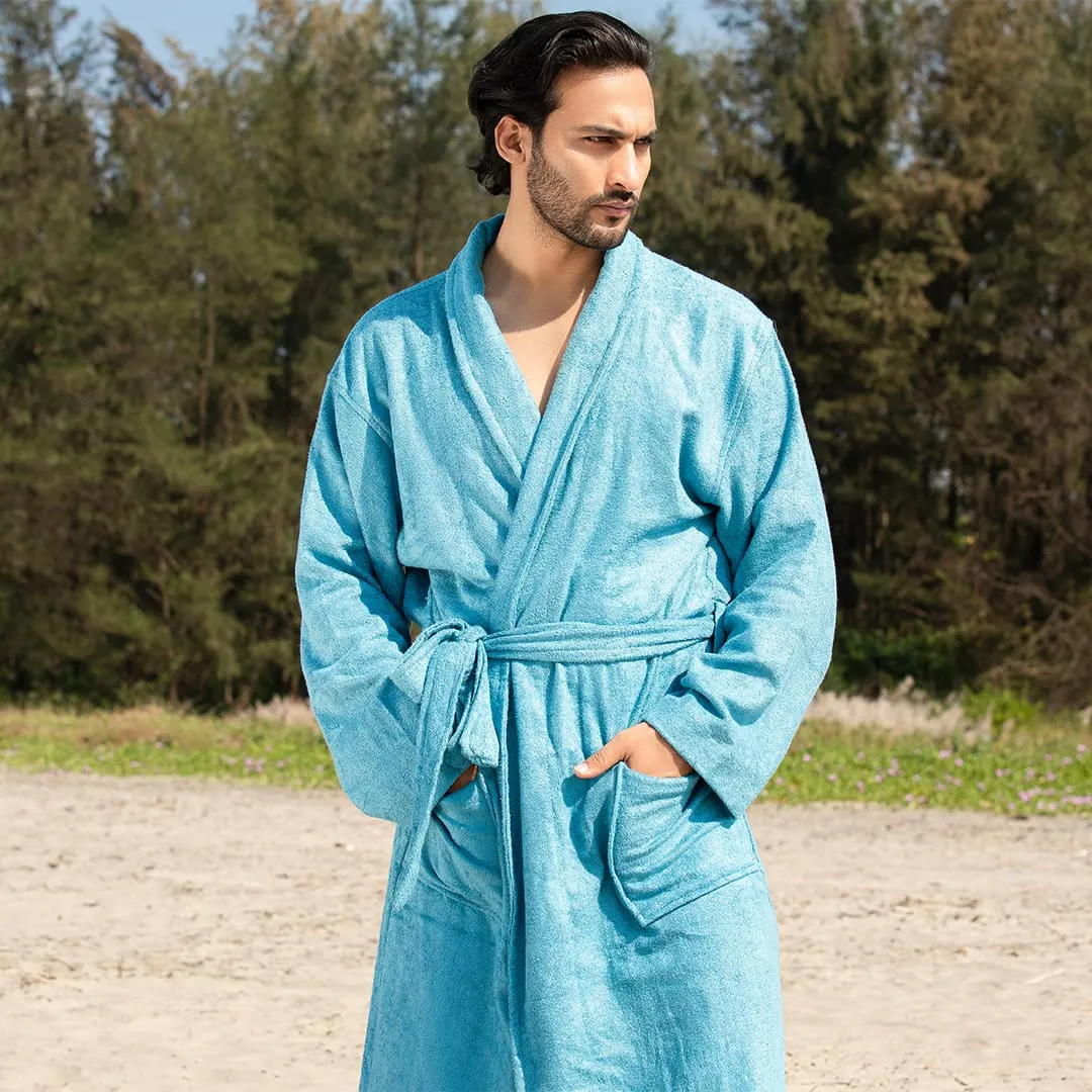 Mush 100% Bamboo Bathrobe for Men/Women (Unisex) S/M,(Pack of 1) (M, Emerald Blue)