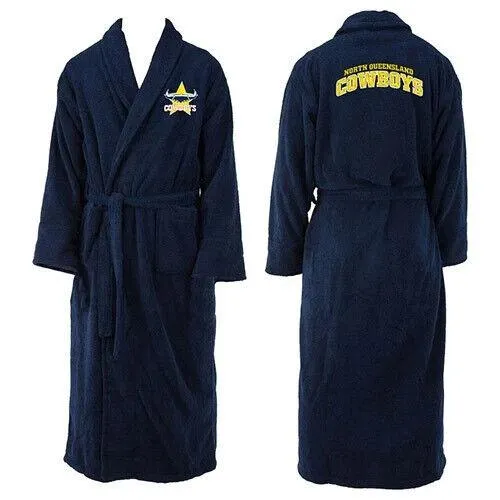 NRL Long Sleeve Bath Robe - North Queensland Cowboys - Dressing Gown - Adult