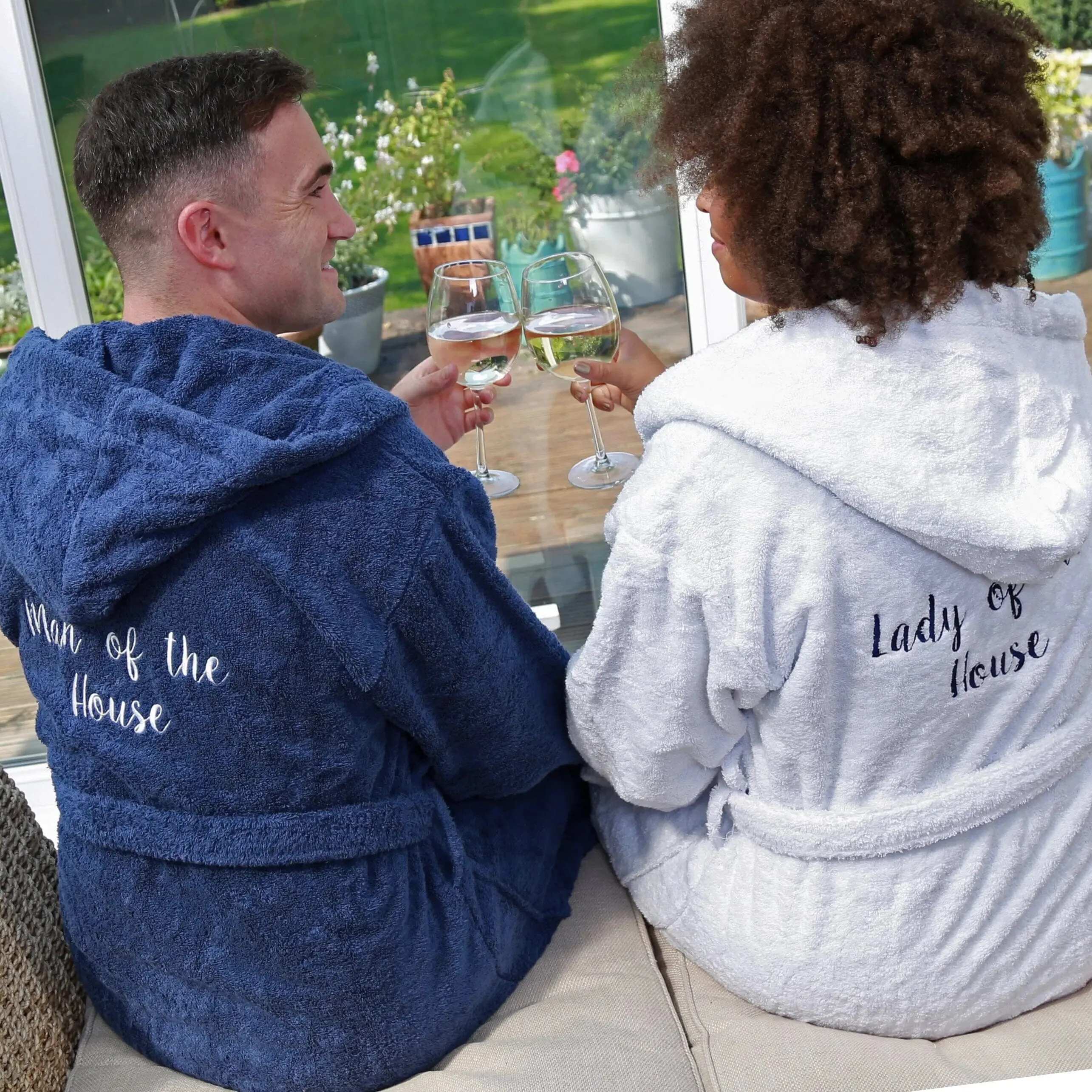 Personalised Egyptian Cotton Hooded Bathrobe - Front and Back Embroidery