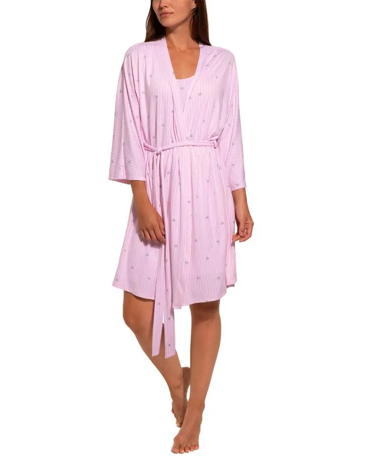 Pink Hearts Striped Robe Set