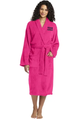 Port Authority Plush Microfleece Custom Shawl Collar Robes, Pink Raspberry