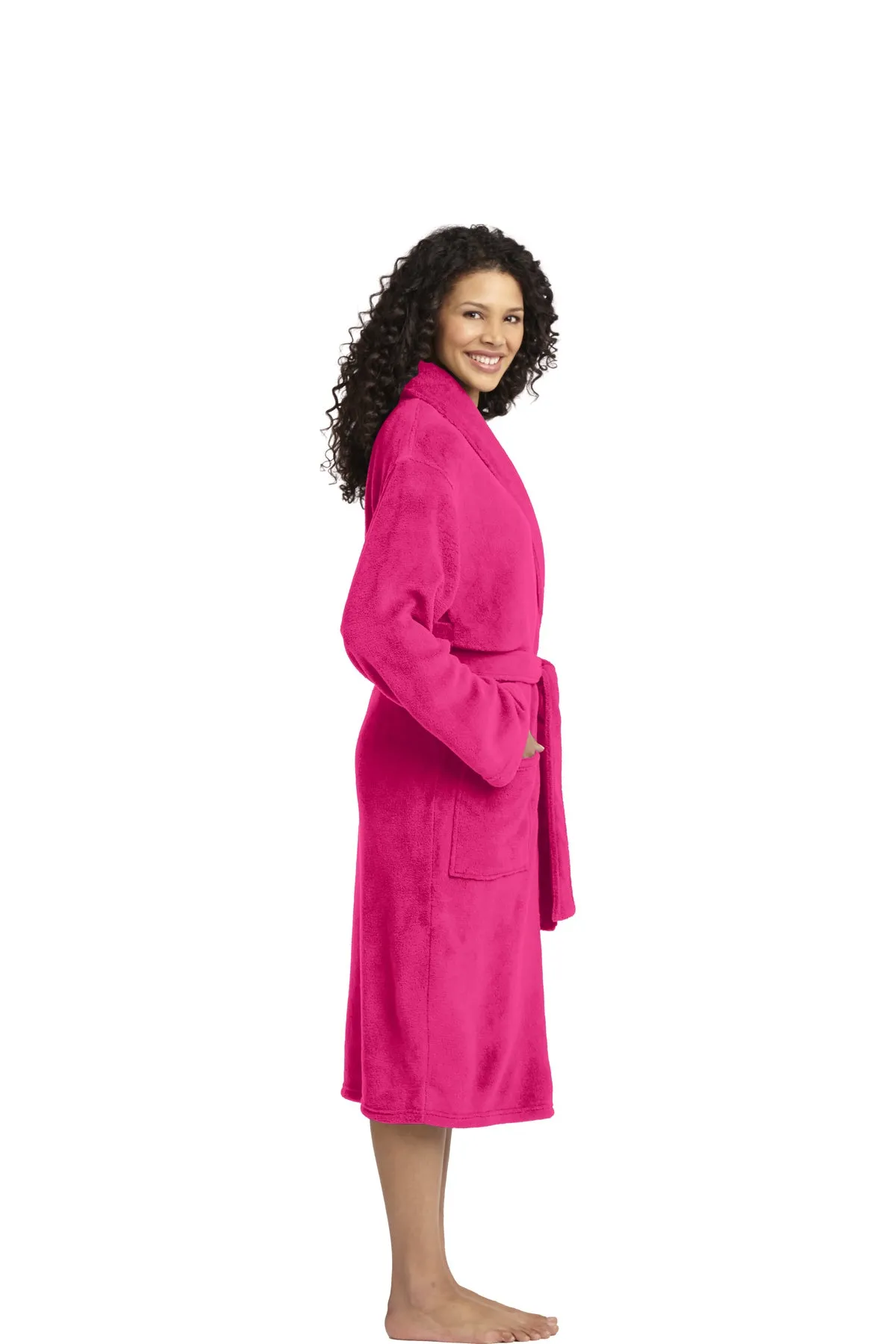 Port Authority Plush Microfleece Custom Shawl Collar Robes, Pink Raspberry