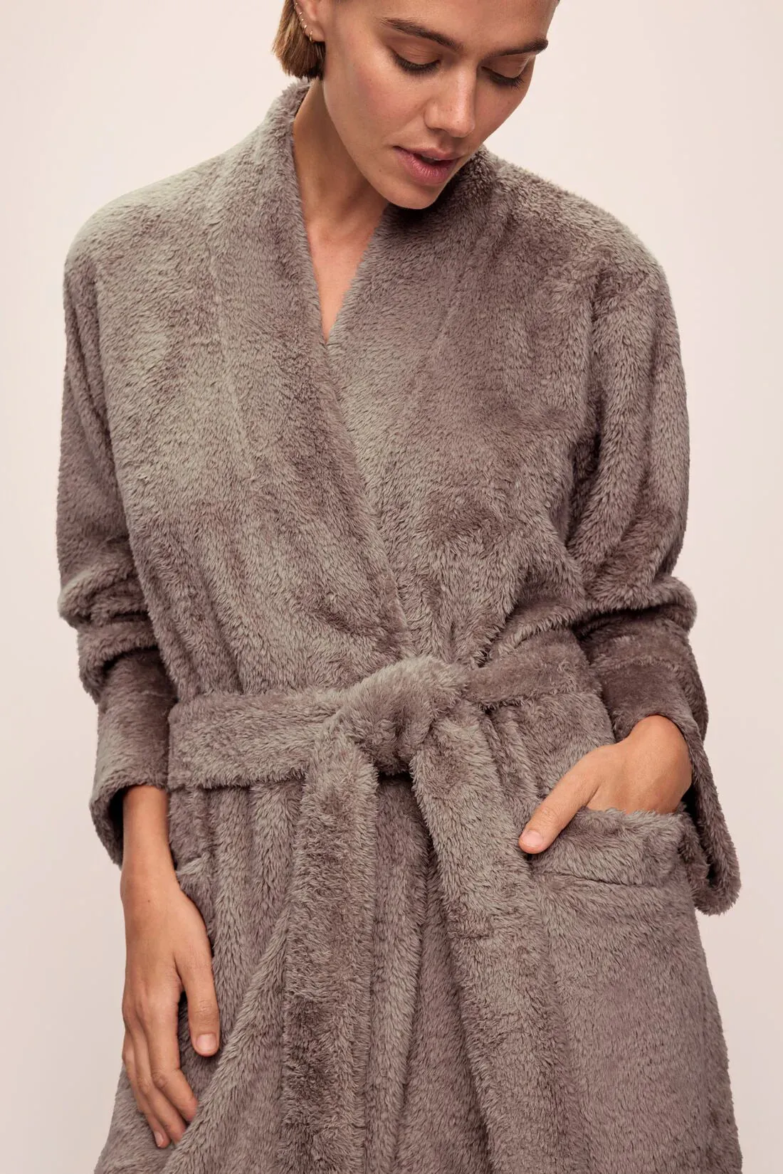 Renew Plush Long Robe in Toffee