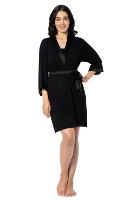 Satin Edge Robe - Black