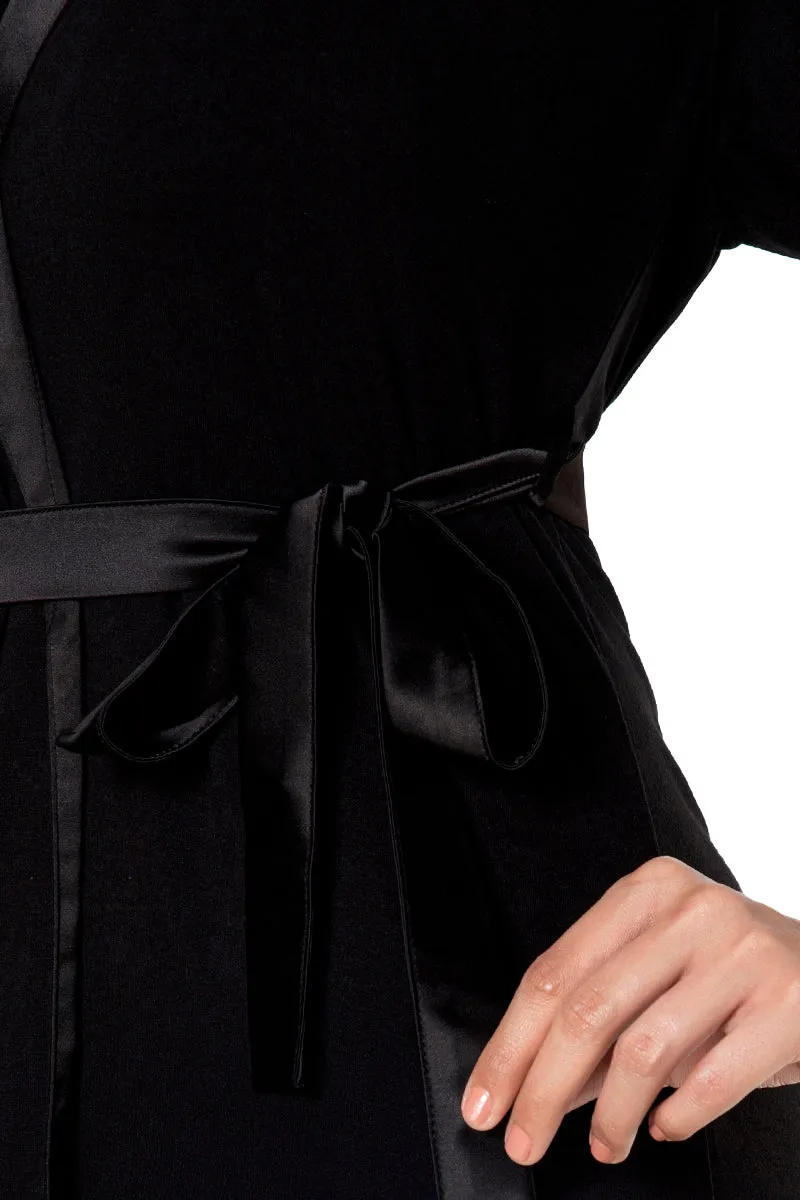 Satin Edge Robe - Black