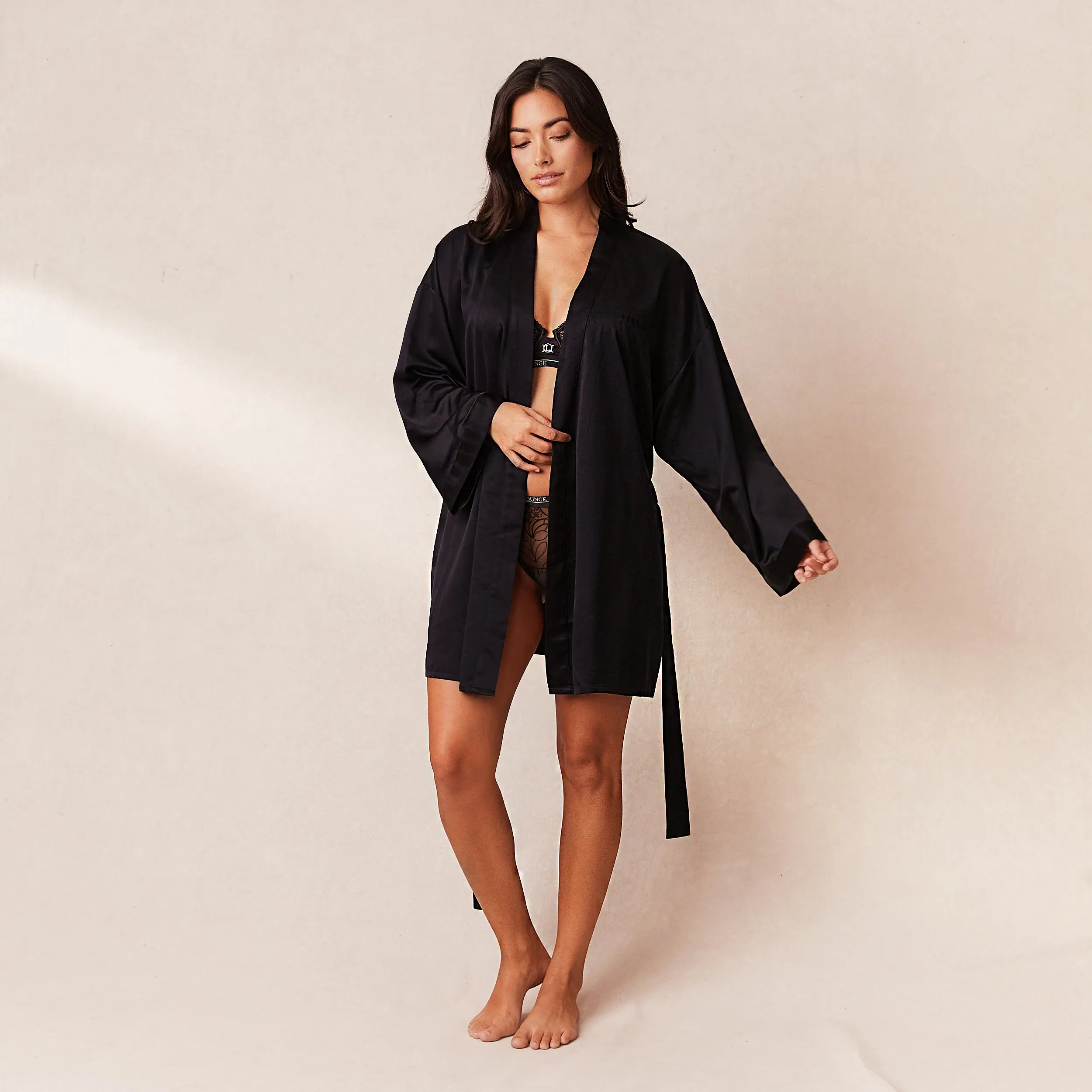 Signature Satin Robe - Black