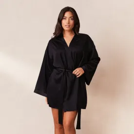 Signature Satin Robe - Black