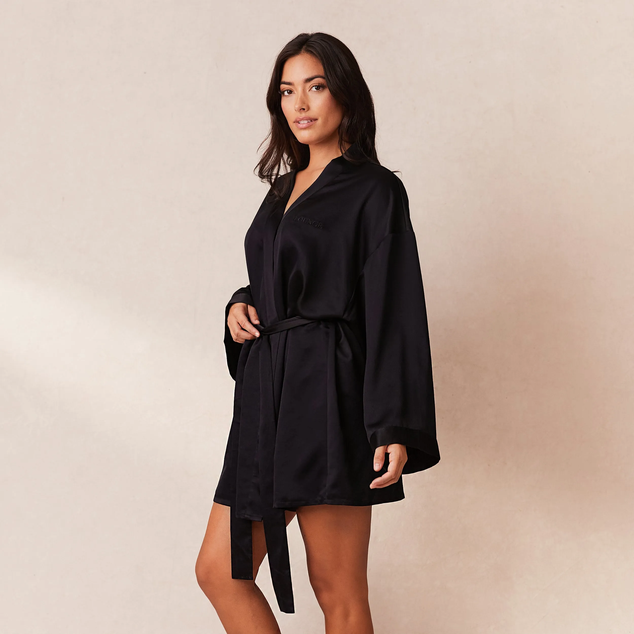 Signature Satin Robe - Black