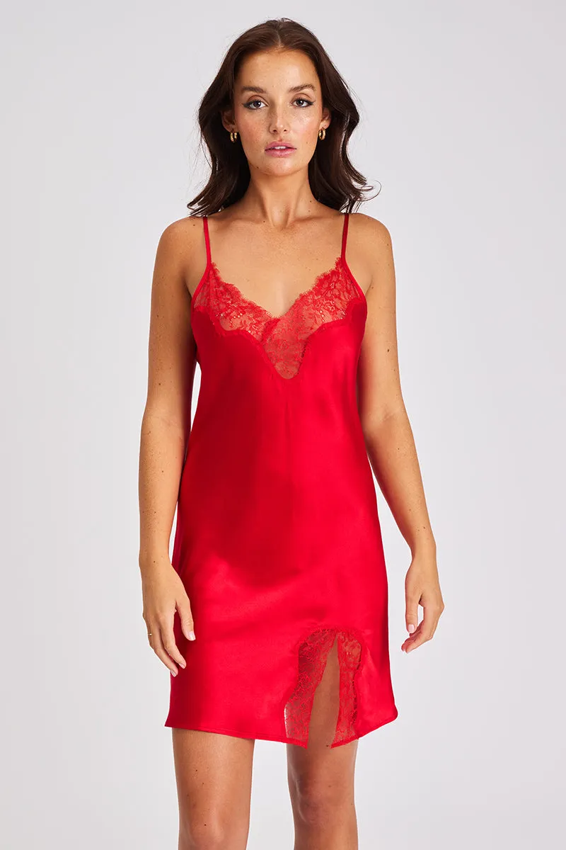 Silk Chemise With Lace - Siren