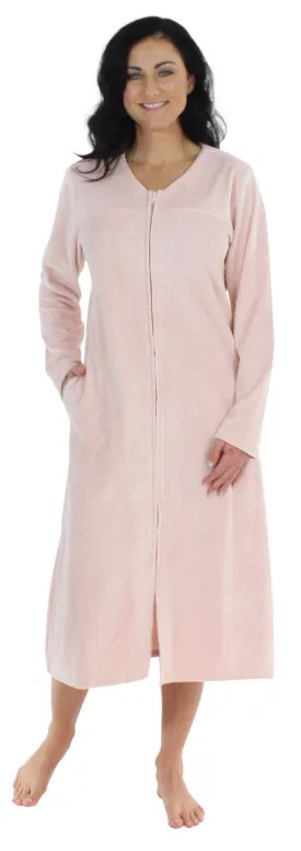 Sleepyheads Women's Long Sleeve Zip Front Long Robe Housecoat