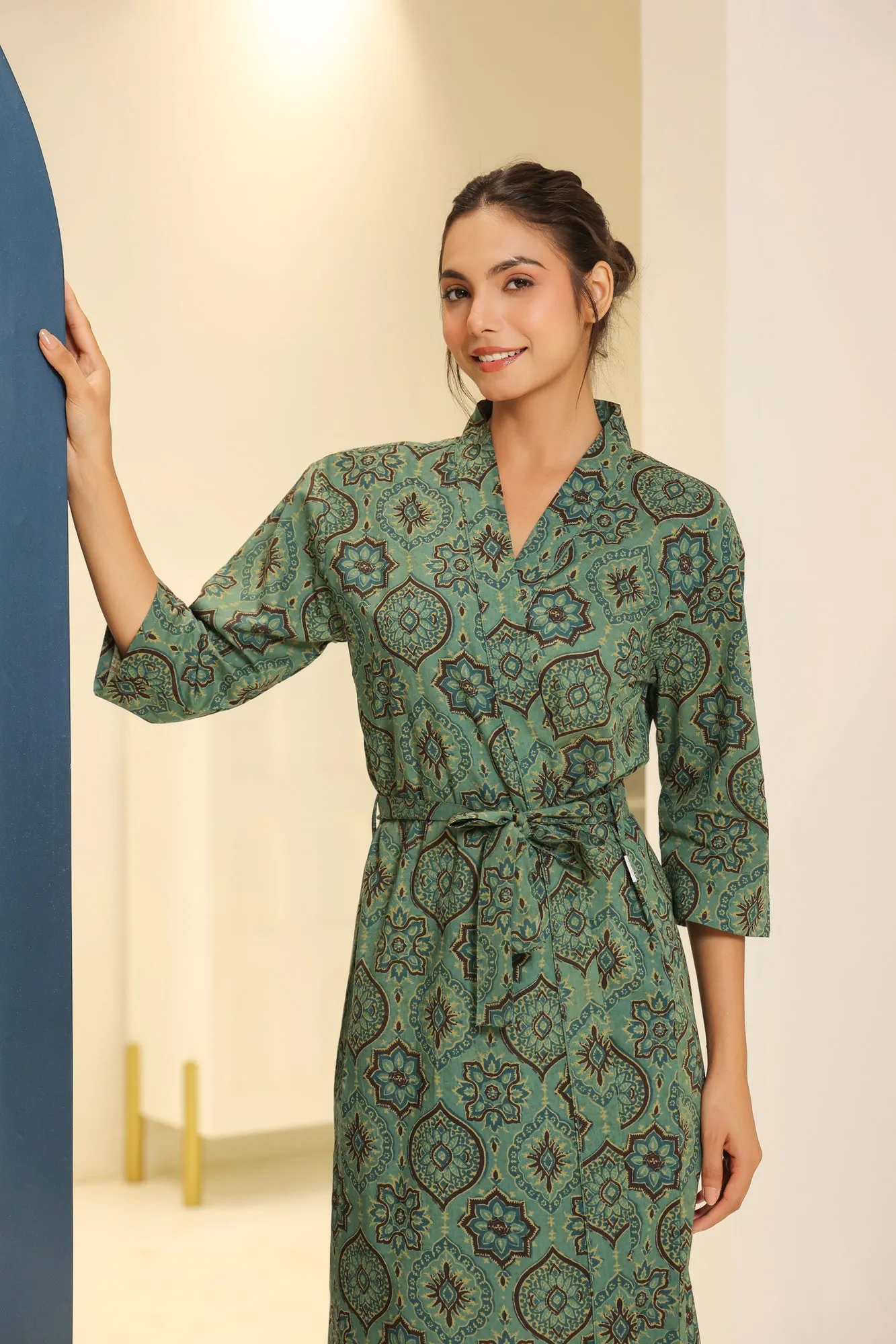 Soft Sass Green Cotton Robe