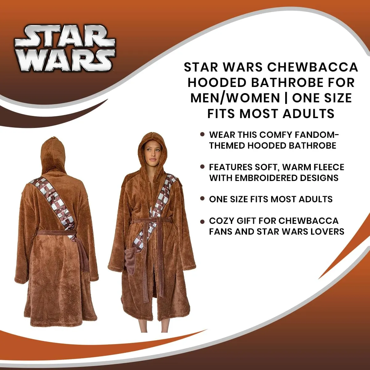 Star Wars Chewbacca Hooded Bathrobe for Adults | One Size Fits Most