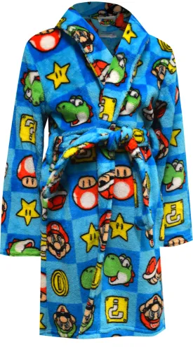 Super Mario Brothers Classic Characters Blue Plush Robe