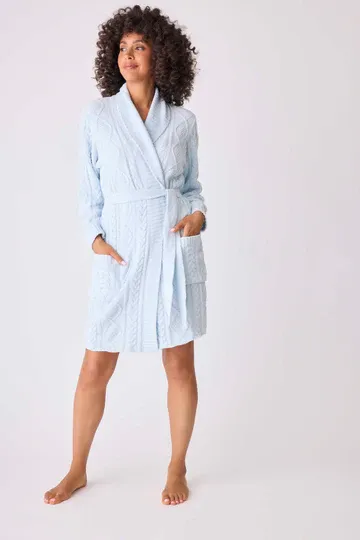 The Chenille Cozy Cable Shawl Collar Robe