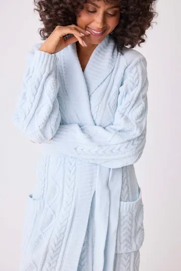 The Chenille Cozy Cable Shawl Collar Robe