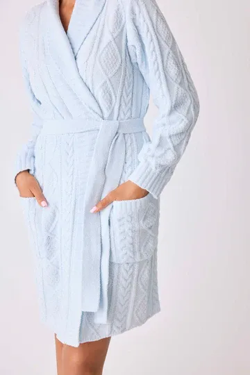 The Chenille Cozy Cable Shawl Collar Robe