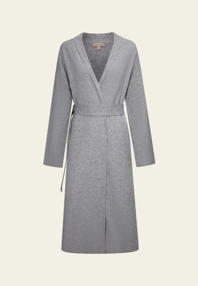 Thick-belted Wrap Knitted Robe