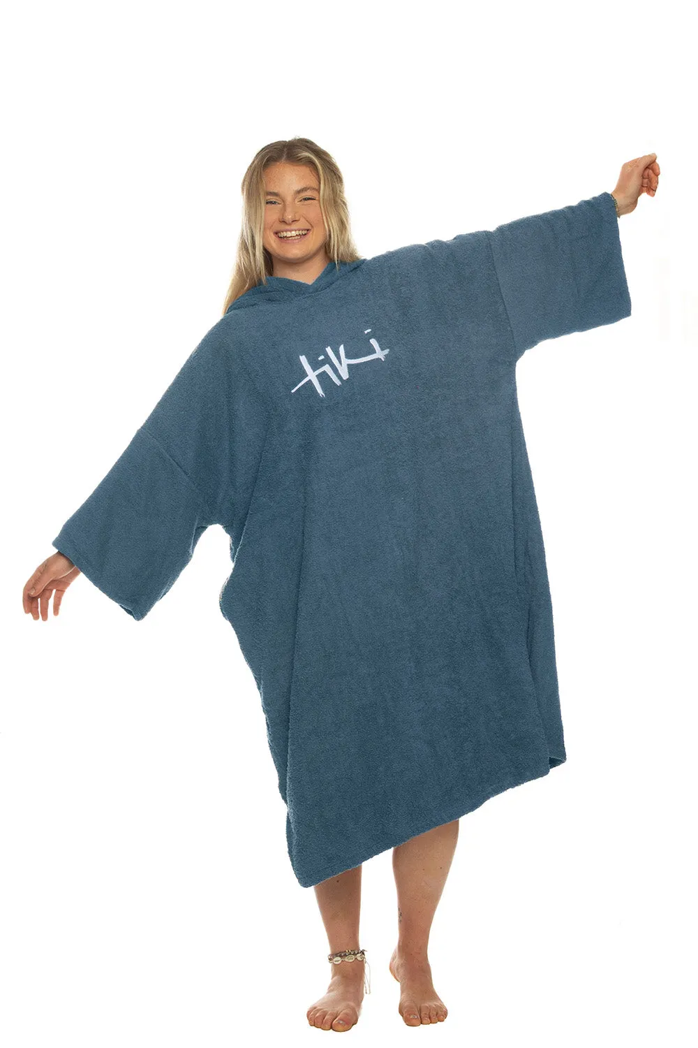 Tiki Adults Hooded Change Robe Navy