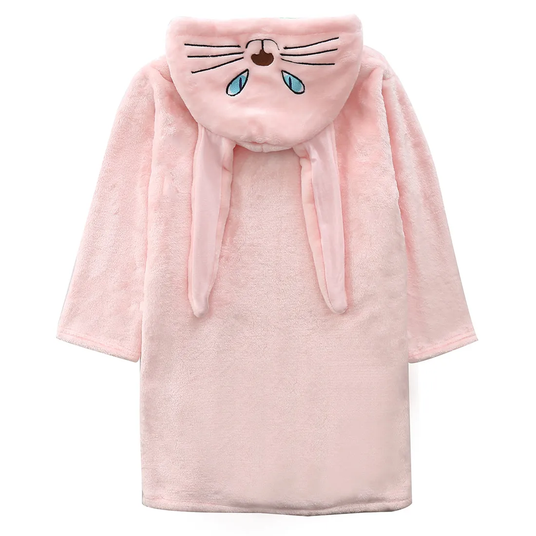 Toddler Girls Hooded Coral Fleece Sleep Cat Robe Bathrobe