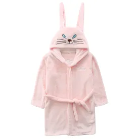 Toddler Girls Hooded Coral Fleece Sleep Cat Robe Bathrobe