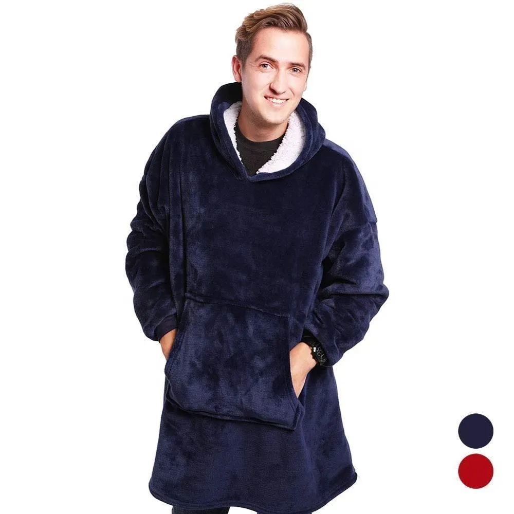 Ultra Plush Winter Sherpa Blanket Hoodie With Sleeves