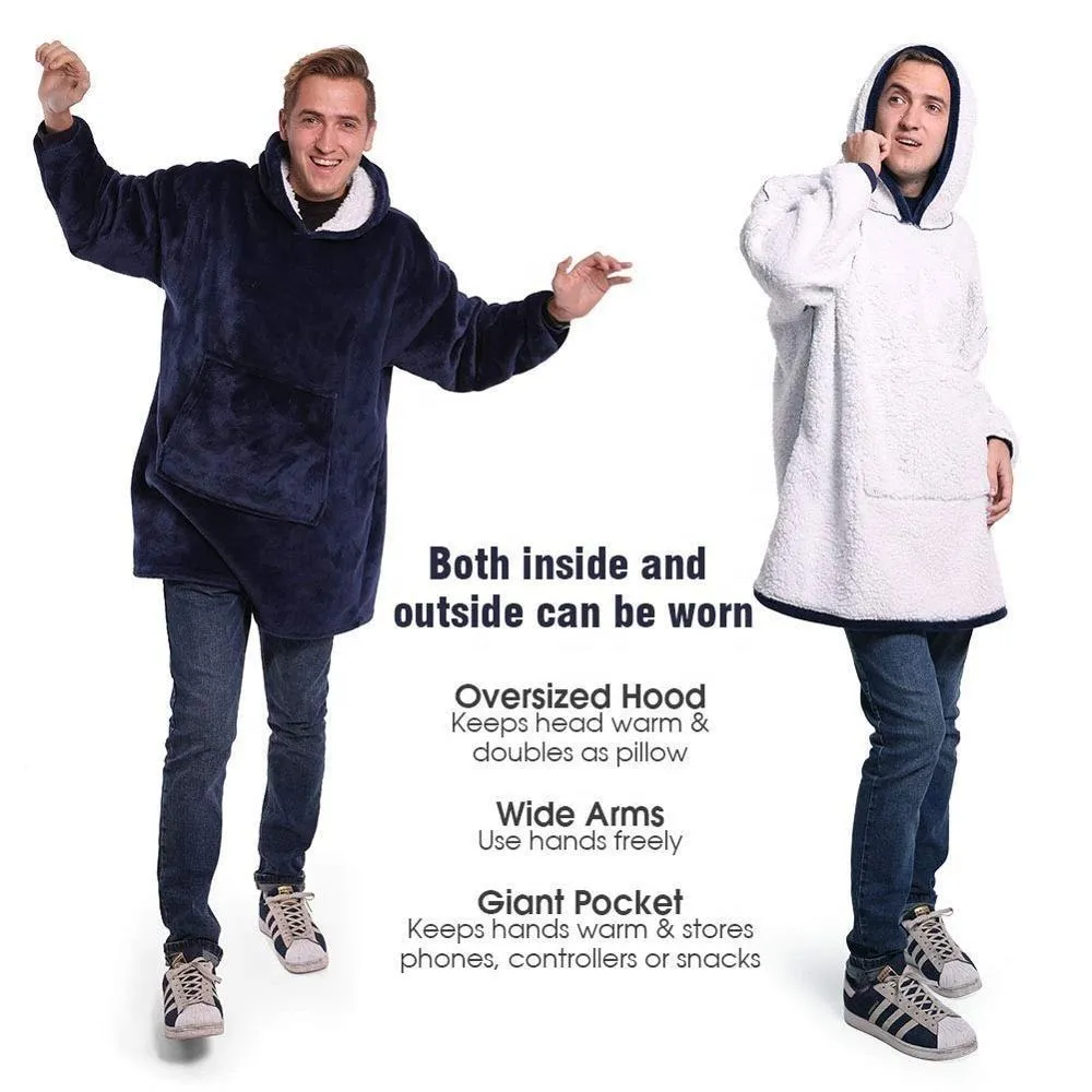 Ultra Plush Winter Sherpa Blanket Hoodie With Sleeves