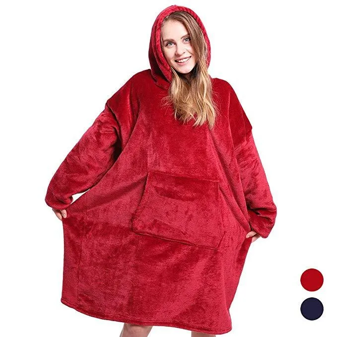 Ultra Plush Winter Sherpa Blanket Hoodie With Sleeves