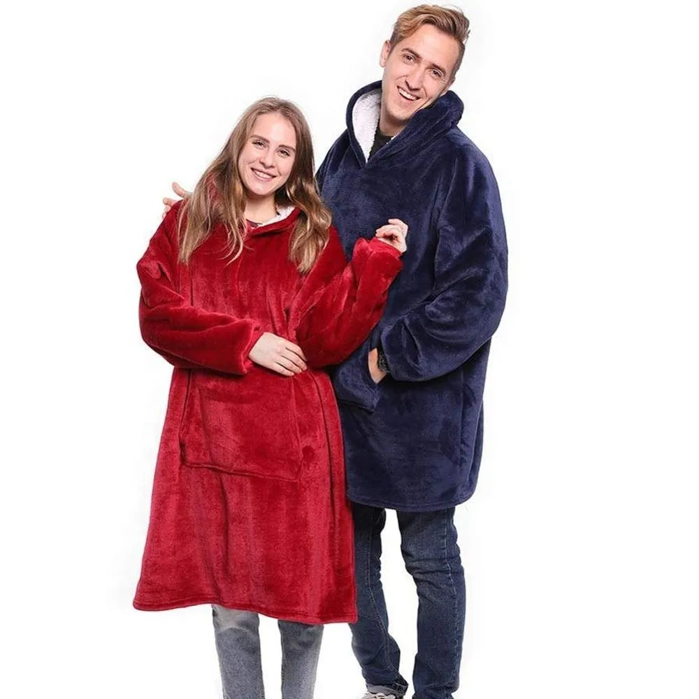 Ultra Plush Winter Sherpa Blanket Hoodie With Sleeves