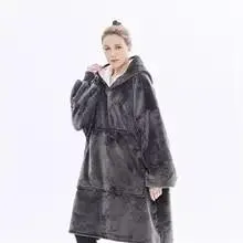 Ultra Plush Winter Sherpa Blanket Hoodie With Sleeves