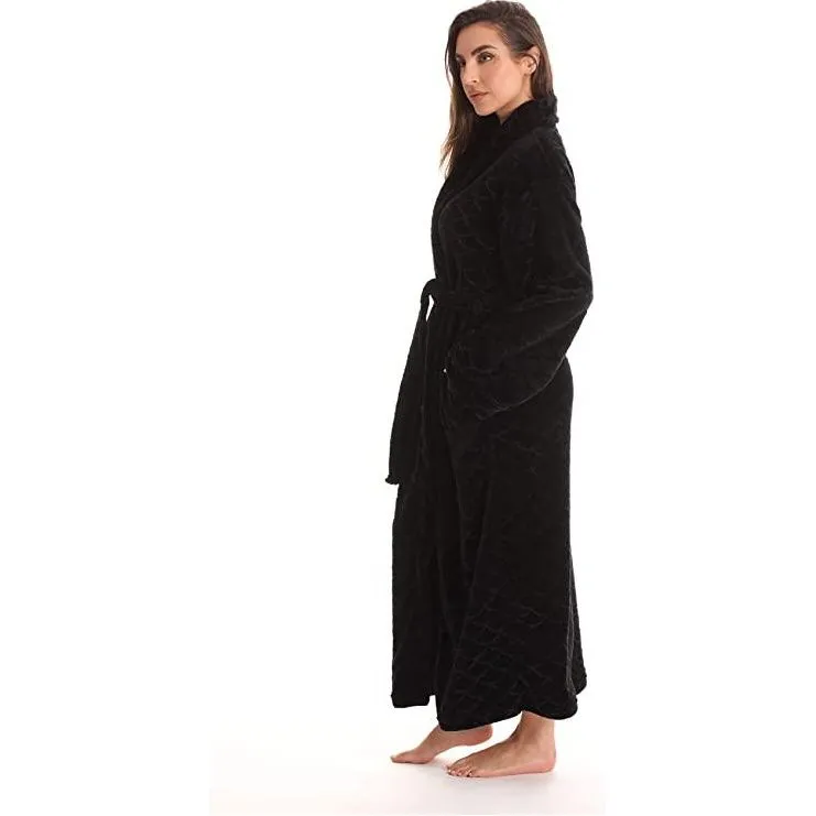 Velour Kimono Hooded Bath Robes for Women Maxi Length