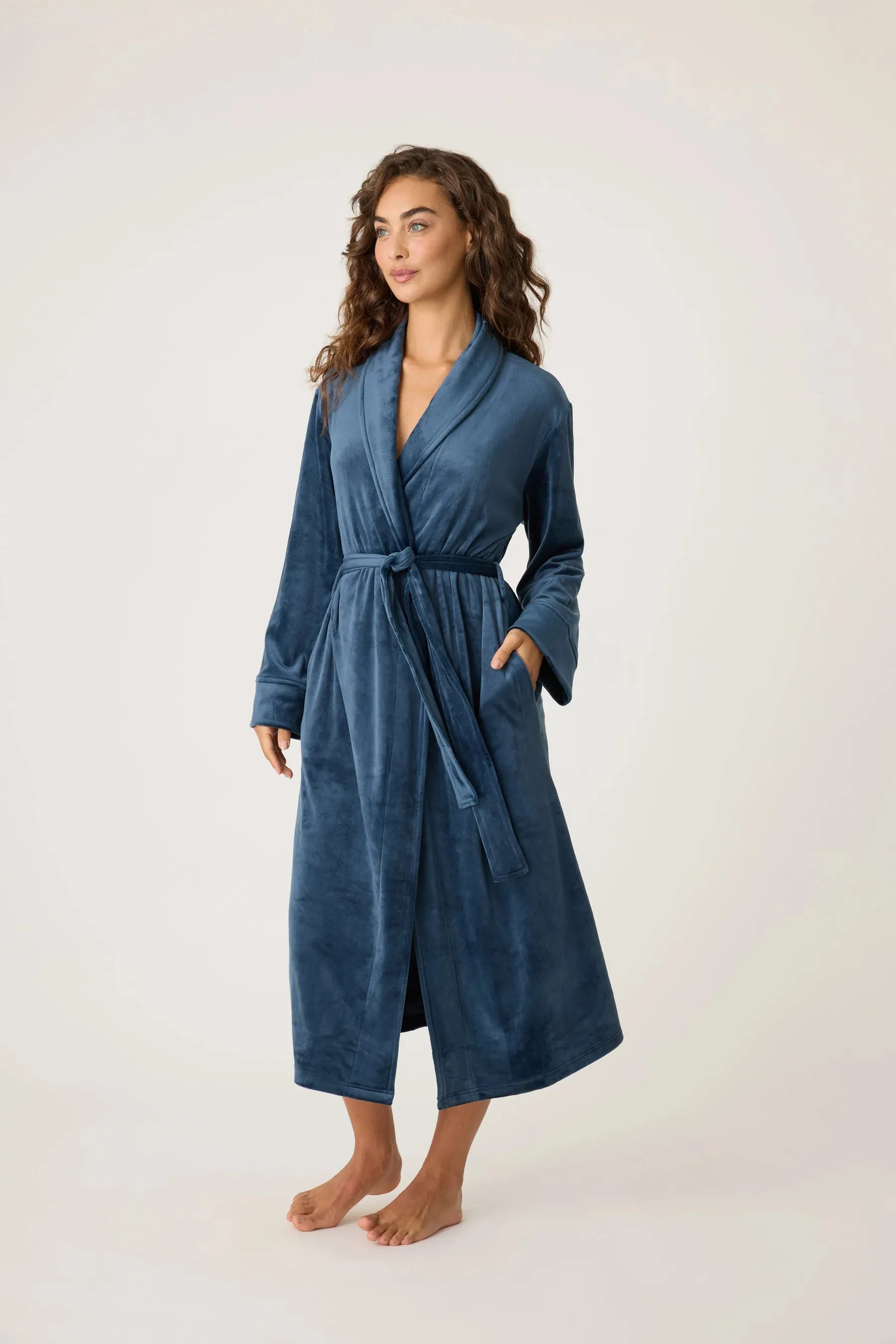 Velvet Velour Robe In Navy - P.J. Salvage