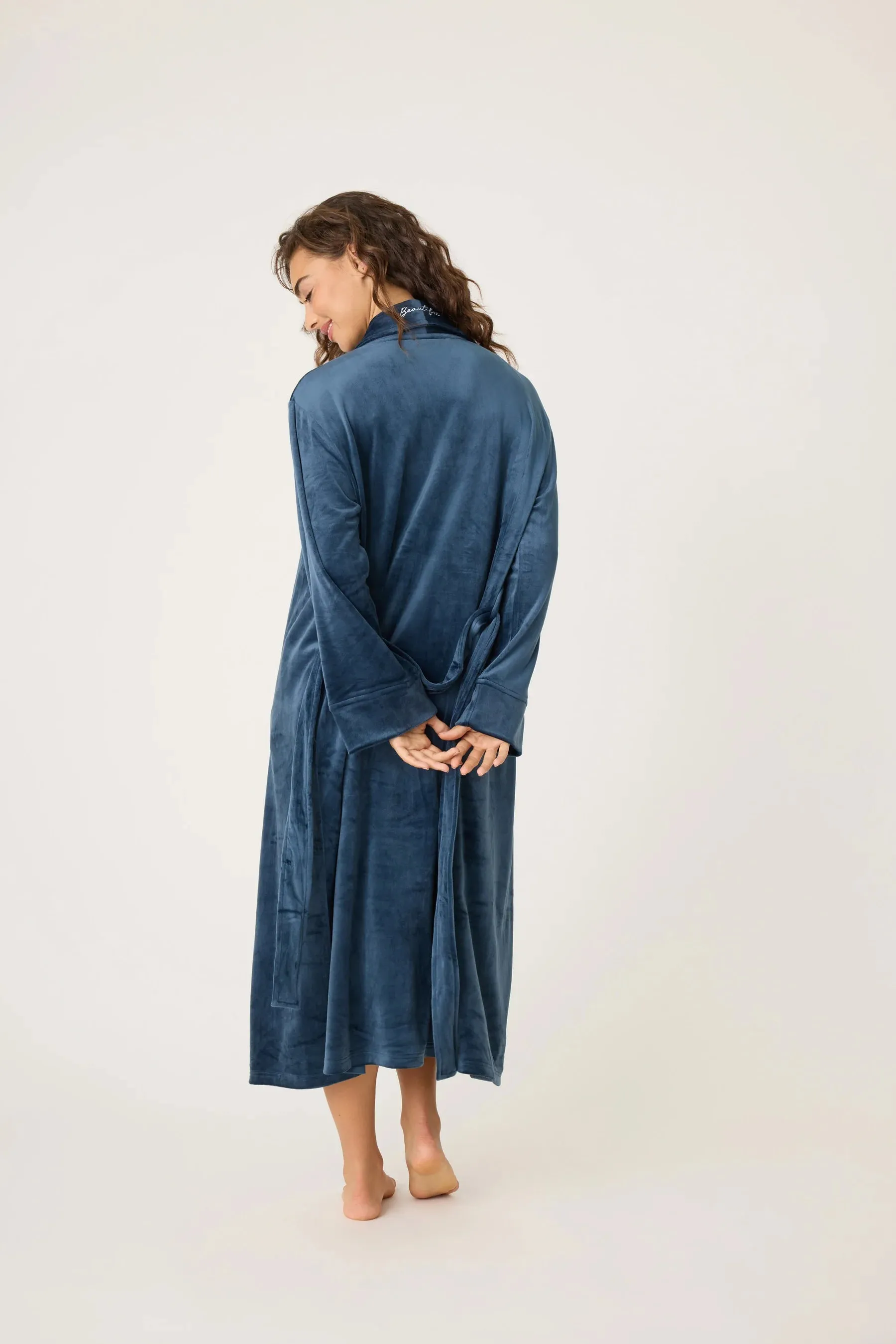 Velvet Velour Robe In Navy - P.J. Salvage