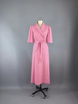 Vintage 1940s Candy Pink Cotton Robe