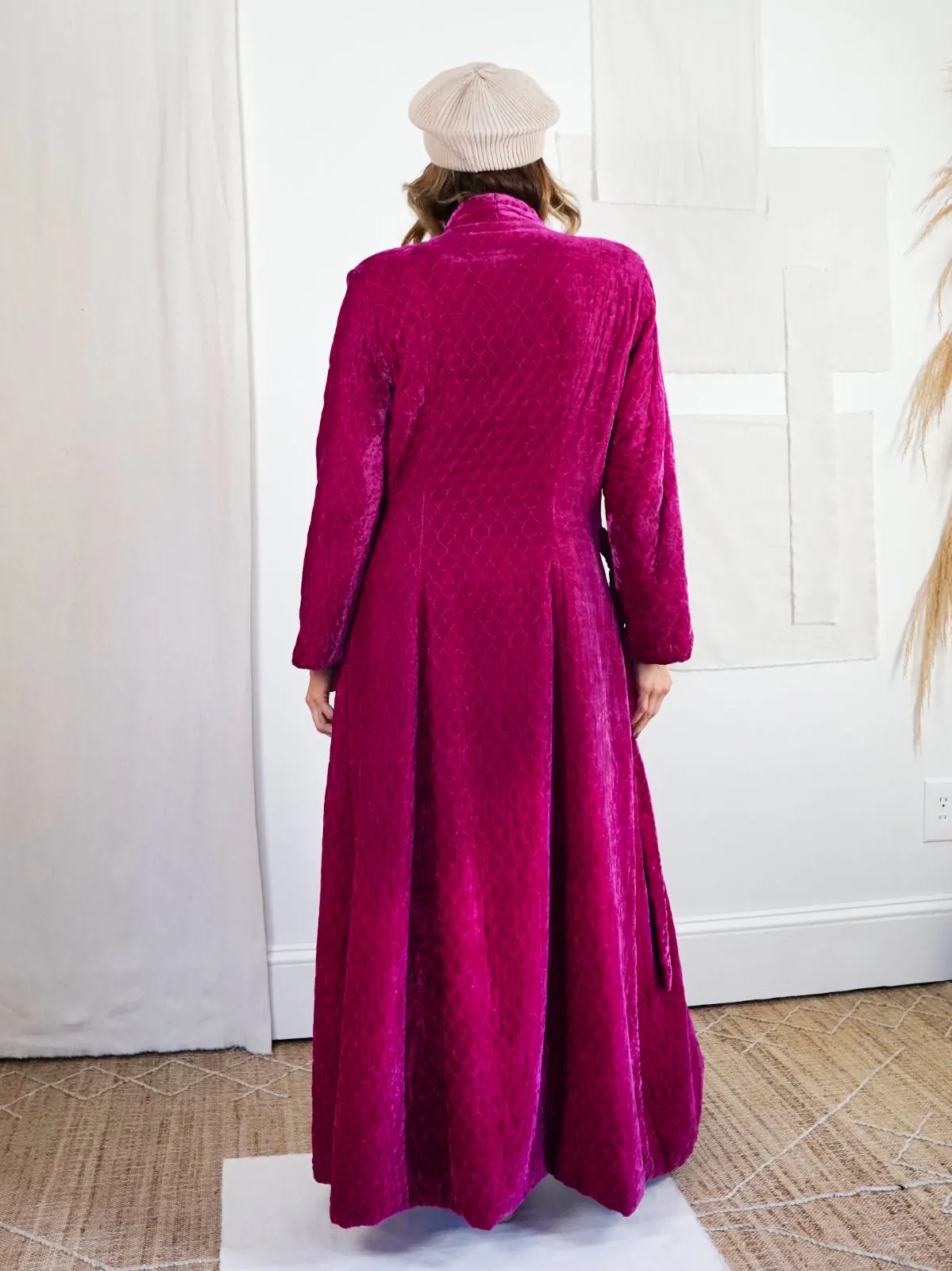 Vintage Velvet Magenta Quilted Robe