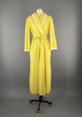 Vintage Yellow Floral Cotton Robe / Evelyn Pearson Loungewear