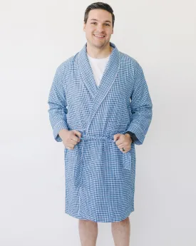 Walter Blue Houndstooth Men’s Robe