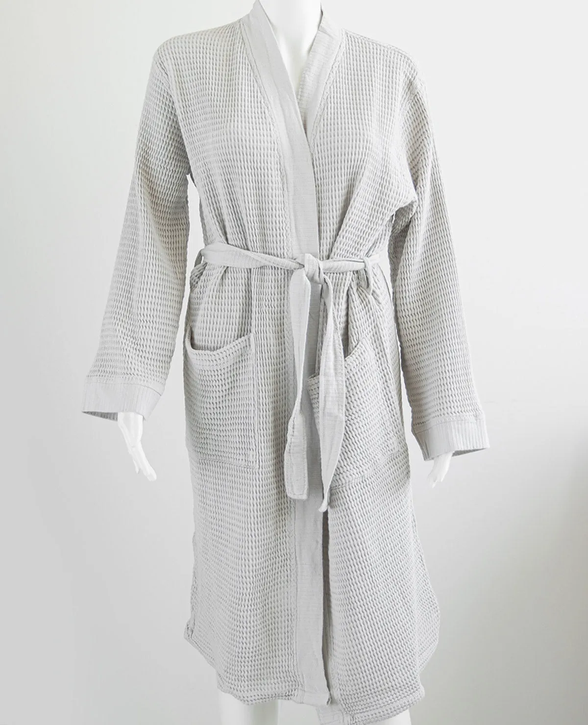 Washed Cotton/Bamboo Waffle Robe Silver