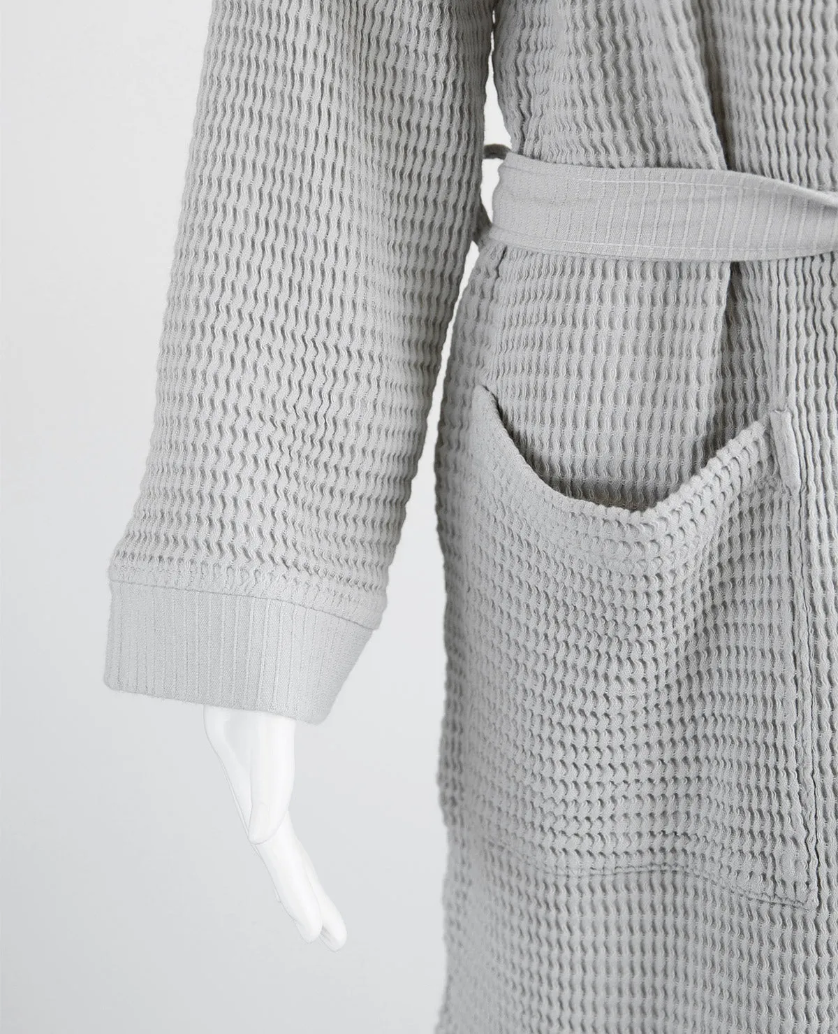 Washed Cotton/Bamboo Waffle Robe Silver