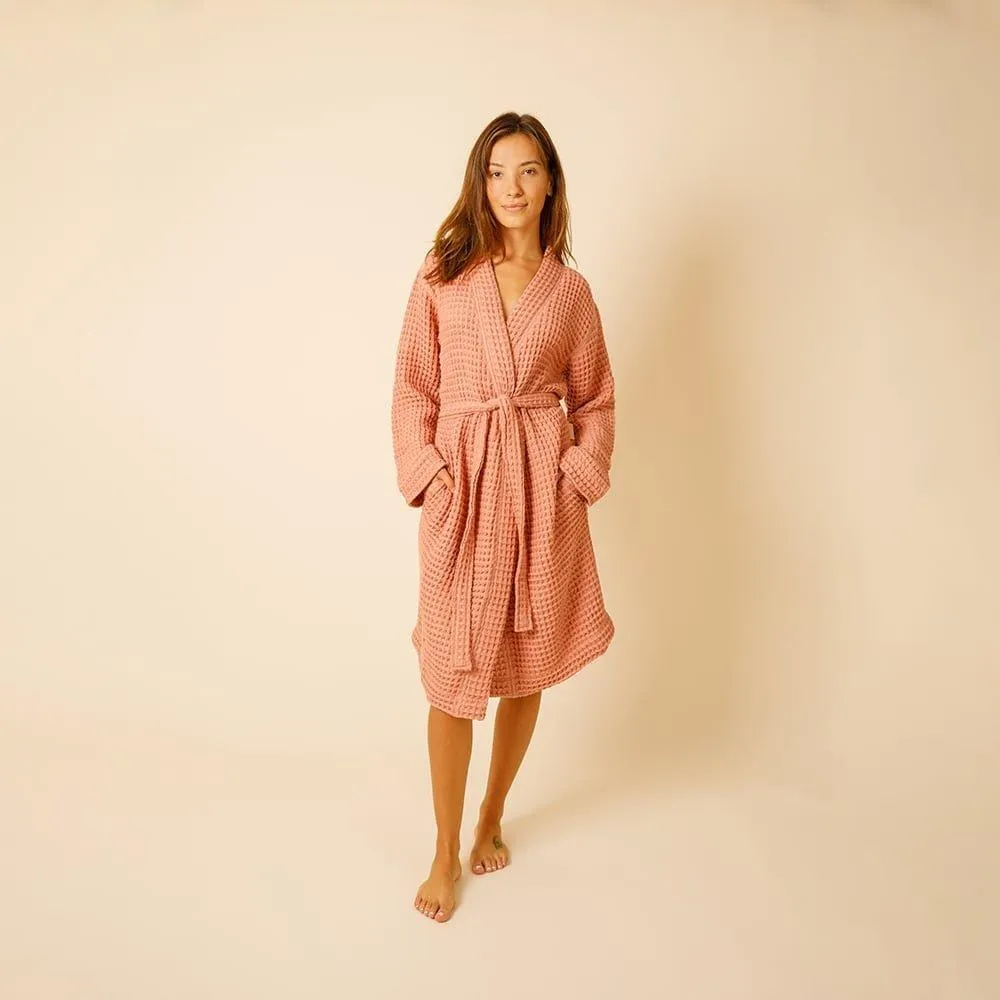 Weightless Waffle Robe in Terracotta