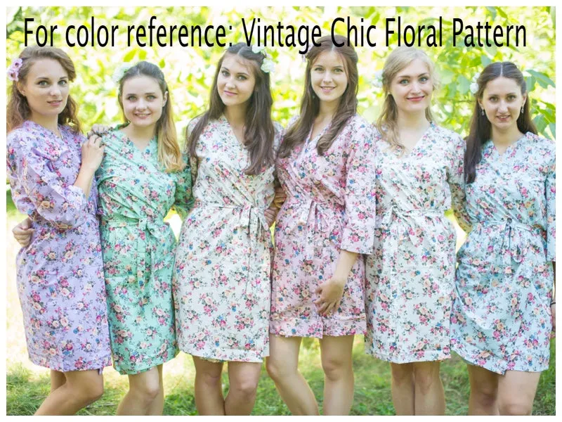 White Vintage Chic Floral Pattern Bridesmaids Robes