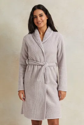 Women Grey Waffle Fur Robe