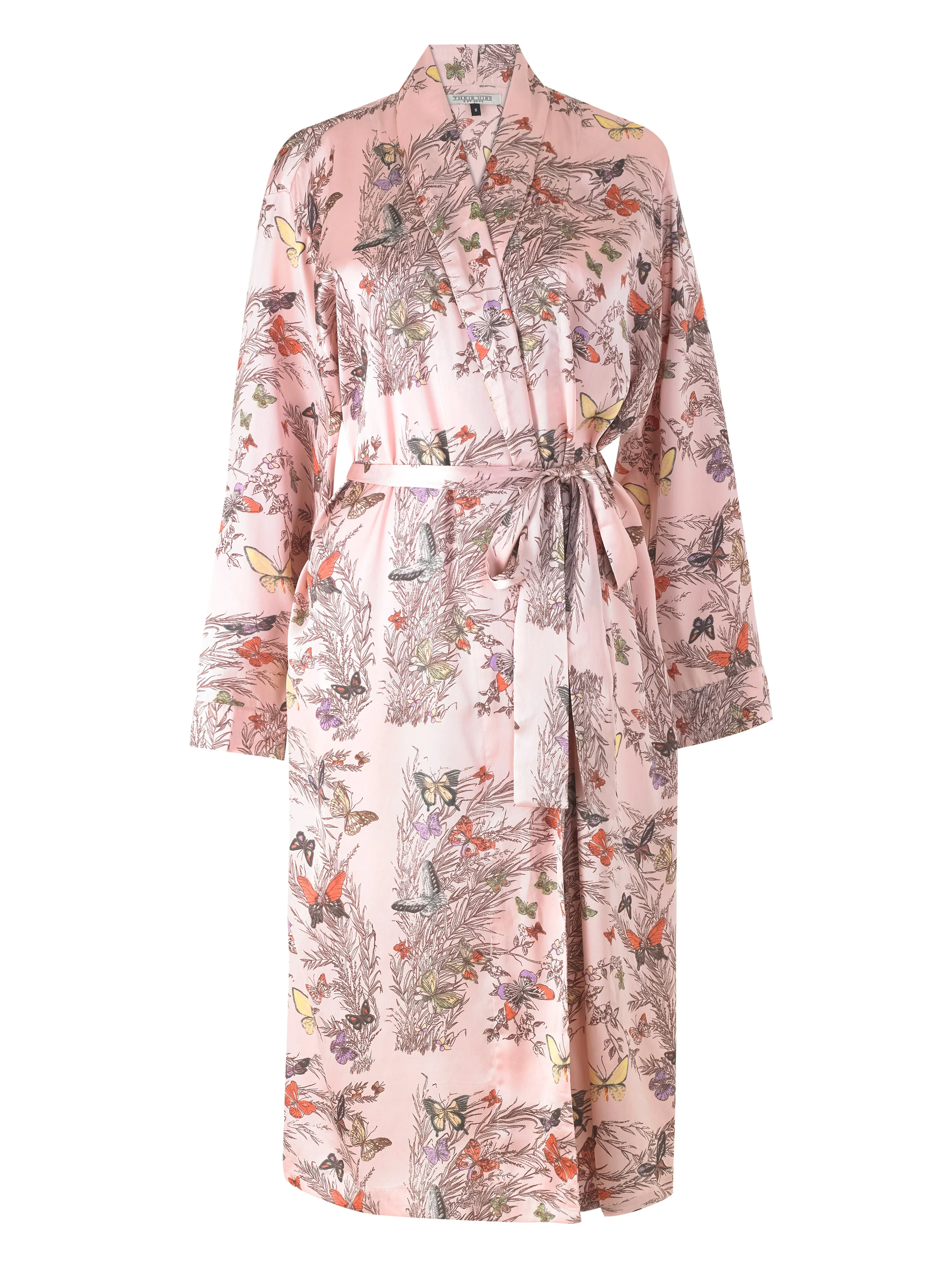 Womens Satin Oversize Robe Pink Evening Flutters