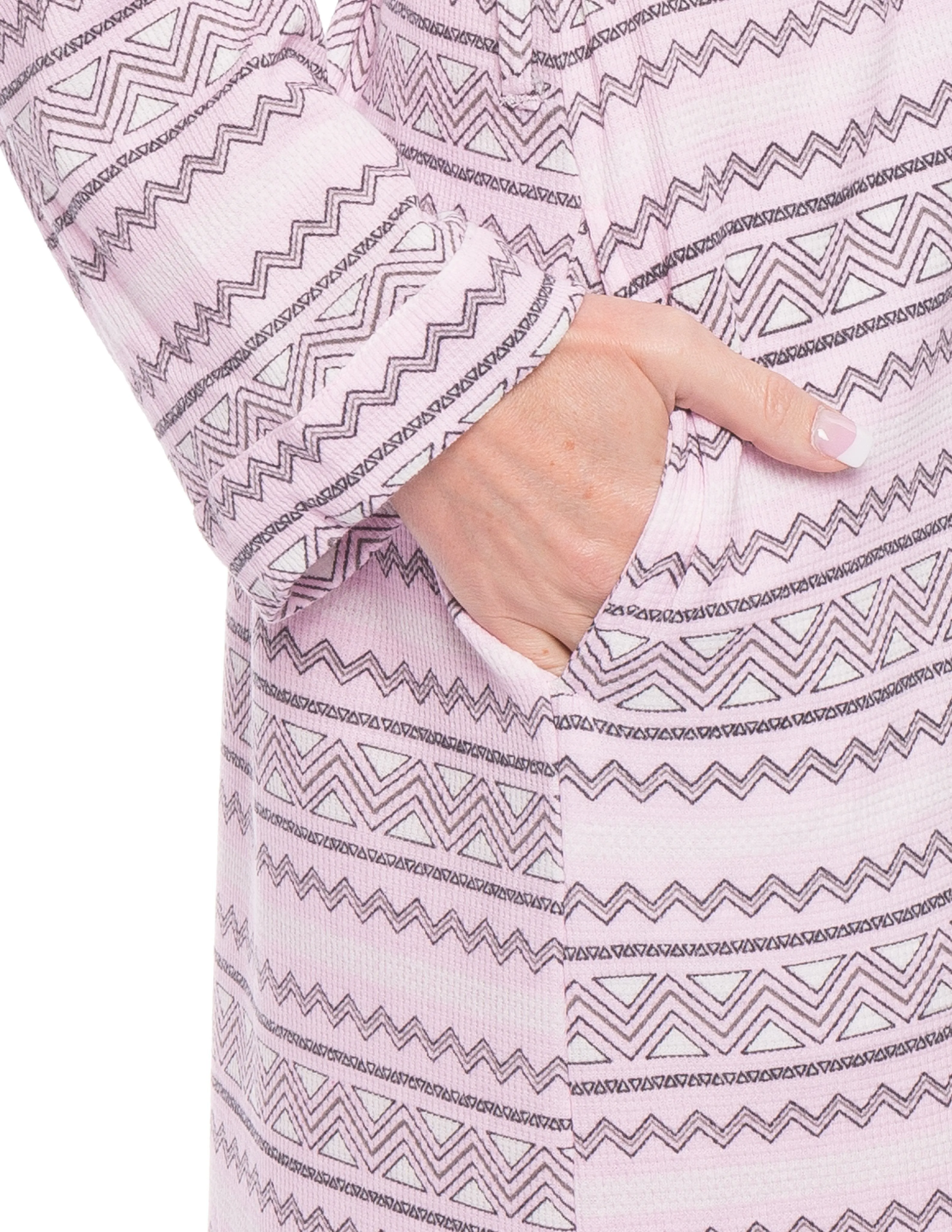 Women's Waffle Knit Thermal Robe - Geo Nordic Lilac