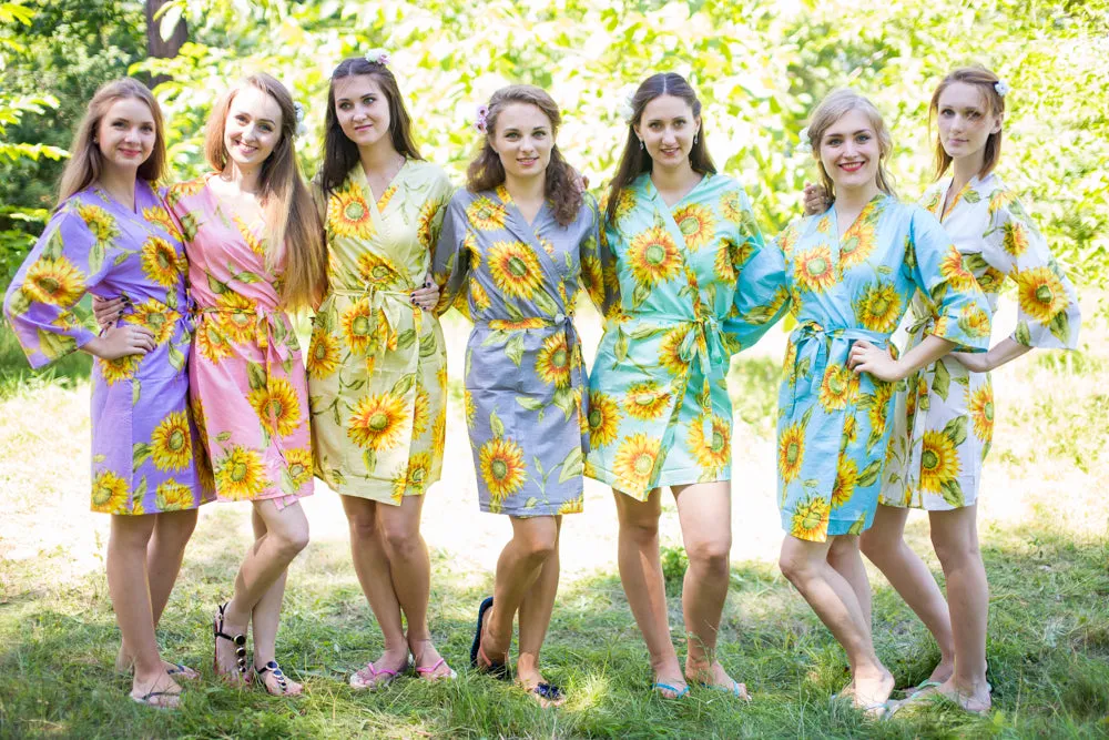 YELLOW SUNFLOWER ROBES FOR BRIDESMAIDS | GETTING READY BRIDAL ROBES