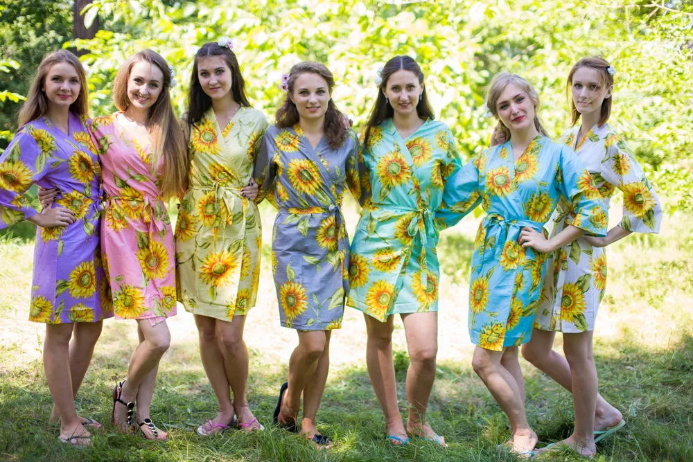 YELLOW SUNFLOWER ROBES FOR BRIDESMAIDS | GETTING READY BRIDAL ROBES